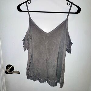 American Eagle Outfitters Women's Cold Shoulder V Neck Blouse